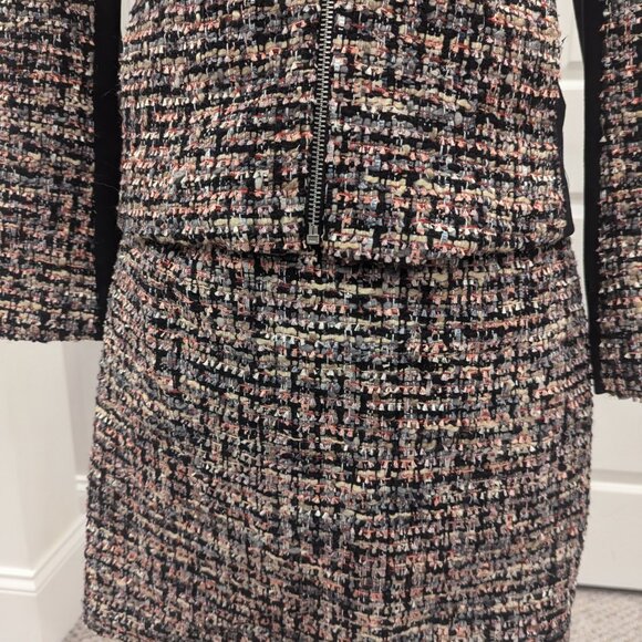 White House Black Market Tweed Black Pink Mini Skirt 00P - Picture 3 of 4